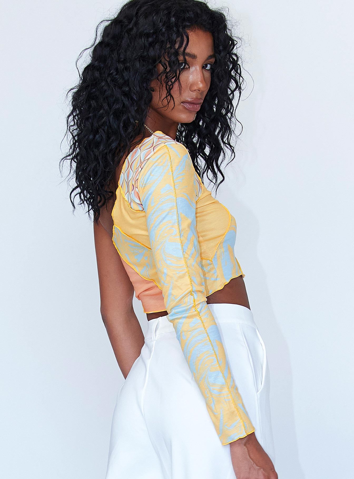 back view of model wearing Princess Polly Otis Top Orange 