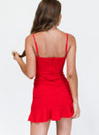 back view of model wearing Princess Polly Kiribati Mini Dress Red 