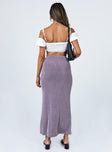 back view of model wearing Princess Polly Harriette Maxi Skirt Purple 