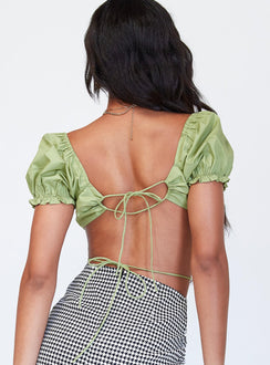 back view of model wearing Princess Polly Clarissa Top Green 
