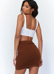 back view of model wearing Princess Polly Benji Mini Skirt Brown 