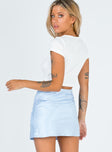 back view of model wearing Princess Polly Baisy Hill Mini Skirt Blue 