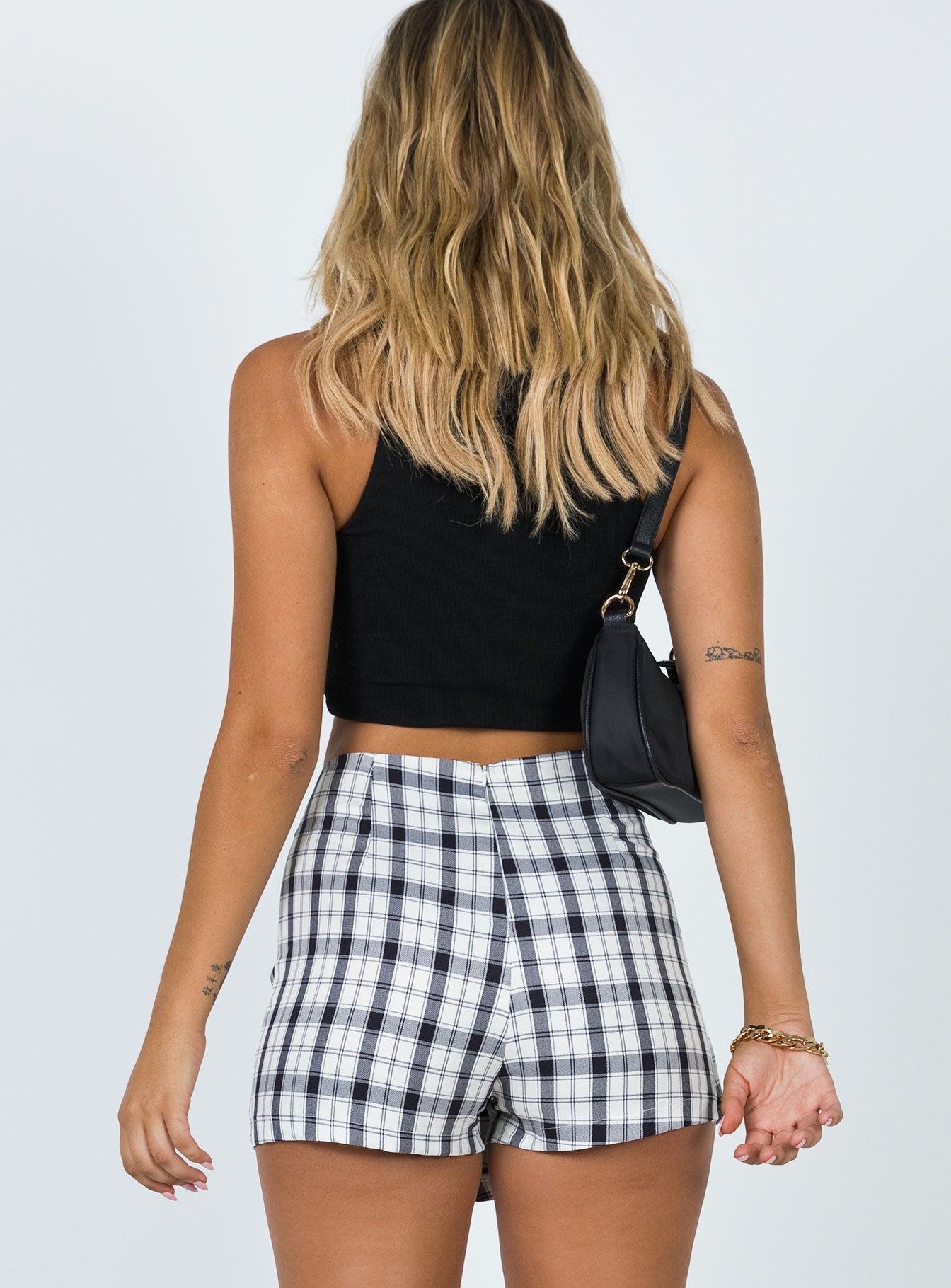 Breanna Check Shorts Black / White