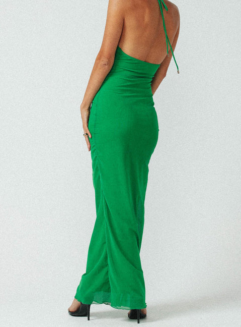 back view of model wearing Princess Polly Jagger & Stone Emily Maxi Dress Green 