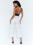 back view of model wearing Princess Polly Nelly Wide Leg Face Print Pants White 