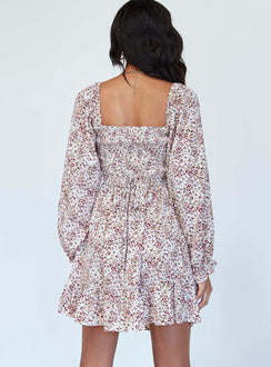 back view of model wearing Princess Polly Blossom Mini Dress Floral 