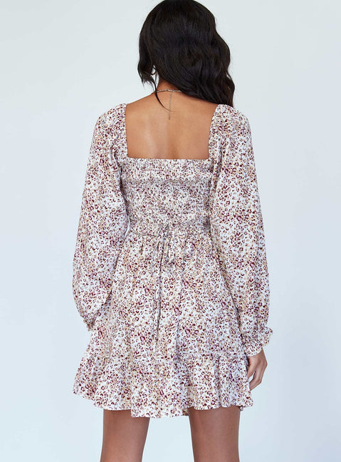 back view of model wearing Princess Polly Blossom Mini Dress Floral 