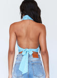 back view of model wearing Princess Polly Paityn Top Blue 