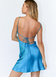 back view of model wearing Princess Polly Alfie Mini Dress Blue 