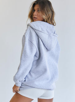 back view of model wearing Princess Polly Florida Zip Up Sweatshirt Grey 