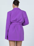 back view of model wearing Princess Polly Steinway Mini Dress Purple 