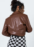 Morrison Faux Leather Blazer Brown