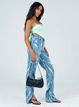 side view of model wearing Princess Polly Alabama Jean Tie Dye Denim Mid Rise 