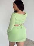 back view of model wearing Princess Polly Nolan Mini Dress Green Curve 