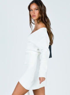 side view of model wearing Princess Polly Phenix Mini Dress White 