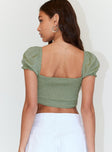 back view of model wearing Princess Polly Austin Top Green 