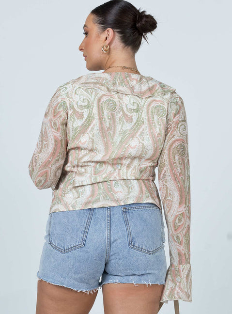 back view of model wearing Princess Polly Lucia Shirt Multi 