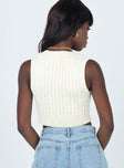 Sydney Cropped Sweater Vest Cream Princess Polly  Cropped 