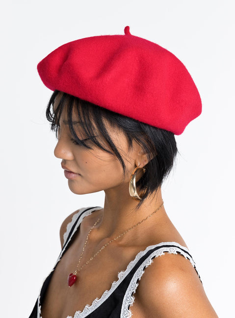 Red beret Soft knit material  Elasticated headband 