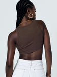 back view of model wearing Princess Polly Arlo Top Brown 