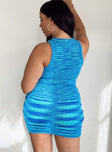 back view of model wearing Princess Polly Elish Mini Dress Blue Curve 