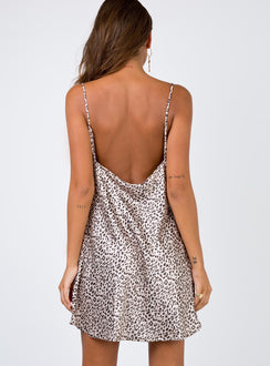 back view of model wearing Princess Polly Leopard Betta Vanore Mini Dress 