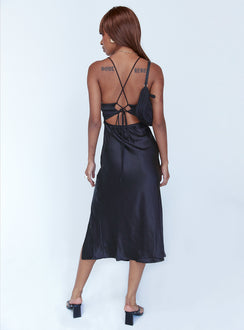 back view of model wearing Princess Polly Gigi Midi Dress Black 