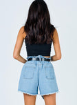 Open Road Denim Paper Bag Shorts Pale Blue