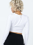 back view of model wearing Princess Polly Butterfly Long Sleeve Top White 