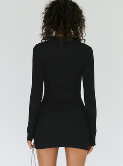 back view of model wearing Princess Polly Aubrey Mini Dress Black 