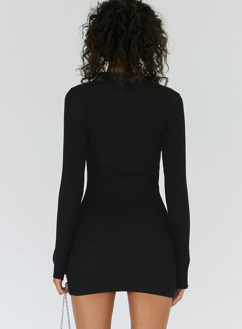 back view of model wearing Princess Polly Aubrey Mini Dress Black 