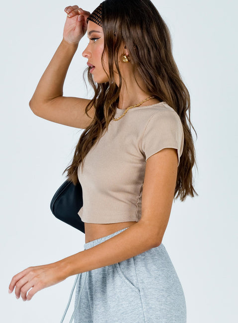 product Princess Polly Sleeveless Plunger  The Classic Cropped Tee Beige