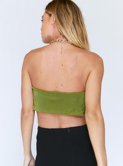 back view of model wearing Princess Polly Malcolm Top Green 