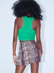 back view of model wearing Princess Polly Tiana Mini Skirt Snake 