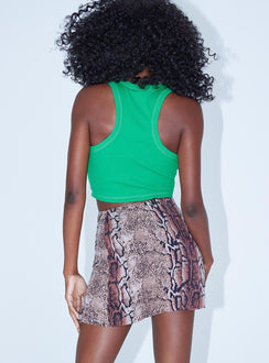 back view of model wearing Princess Polly Tiana Mini Skirt Snake 