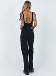 back view of model wearing Princess Polly Carey Denim Jeans Black High Waisted 