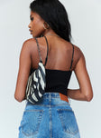 back view of model wearing Princess Polly Kimberly Halter Top Black 