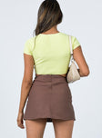 back view of model wearing Princess Polly Keelia Mini Skirt Brown 