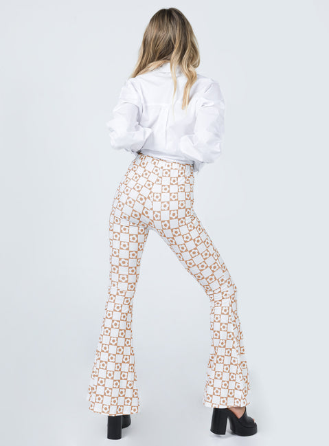 back view of model wearing Princess Polly Jerry Pants Beige 