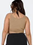 back view of model wearing Princess Polly Madelyn Top Brown 