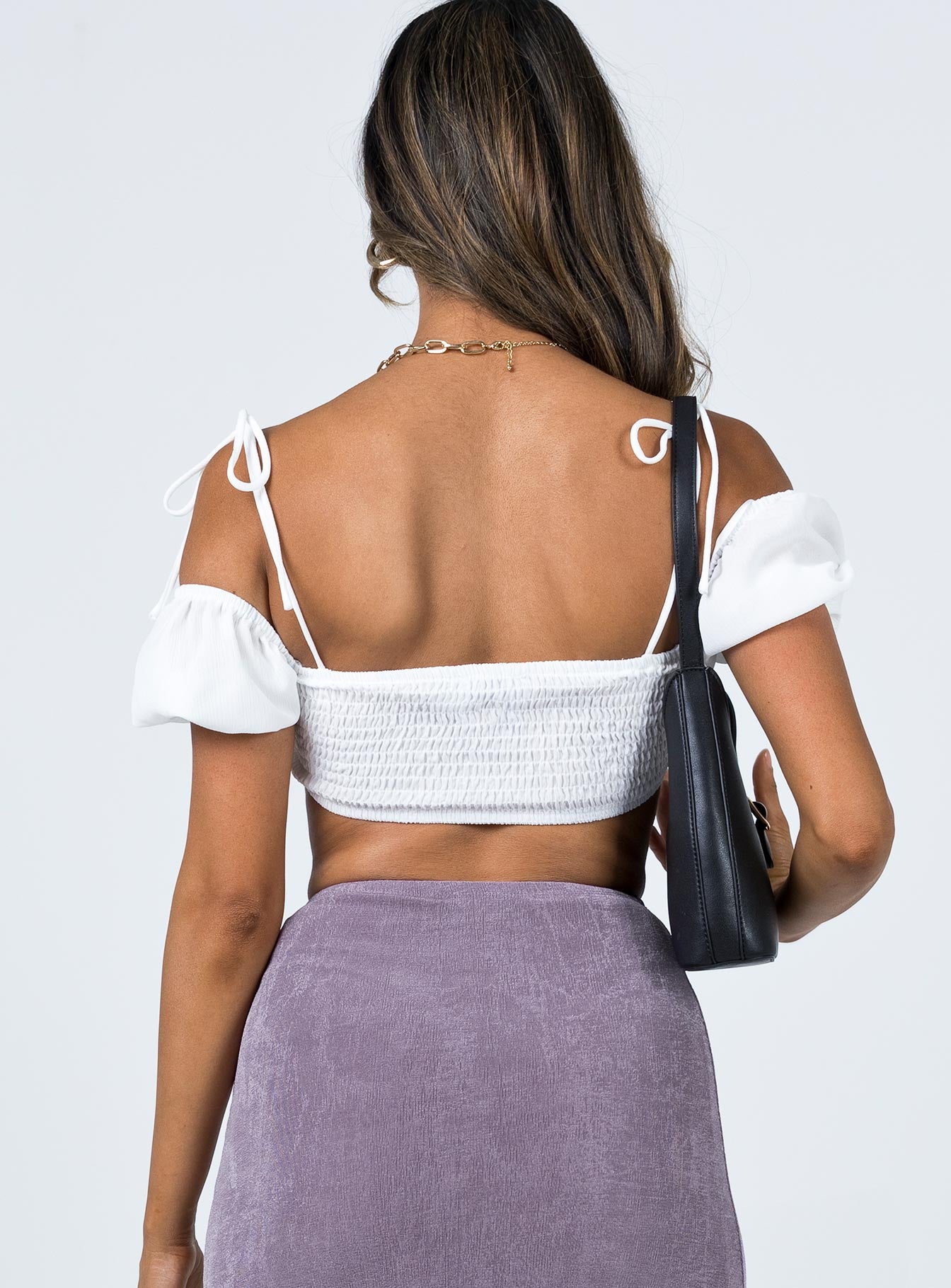 back view of model wearing Princess Polly Melina Top White 