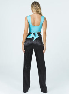 back view of model wearing Princess Polly St Germain Pants Black 