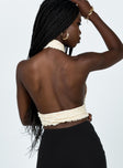 back view of model wearing Princess Polly Chayse Top Beige 