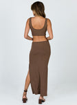 back view of model wearing Princess Polly Billie Midi Dress Brown 