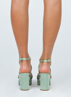 Caprice Heels Green Satin