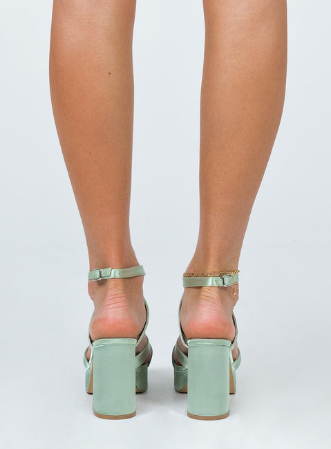 Caprice Heels Green Satin