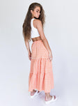 back view of model wearing Princess Polly Hale Midi Skirt Orange 