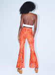 back view of model wearing Princess Polly Tayler Flare Pants Orange 