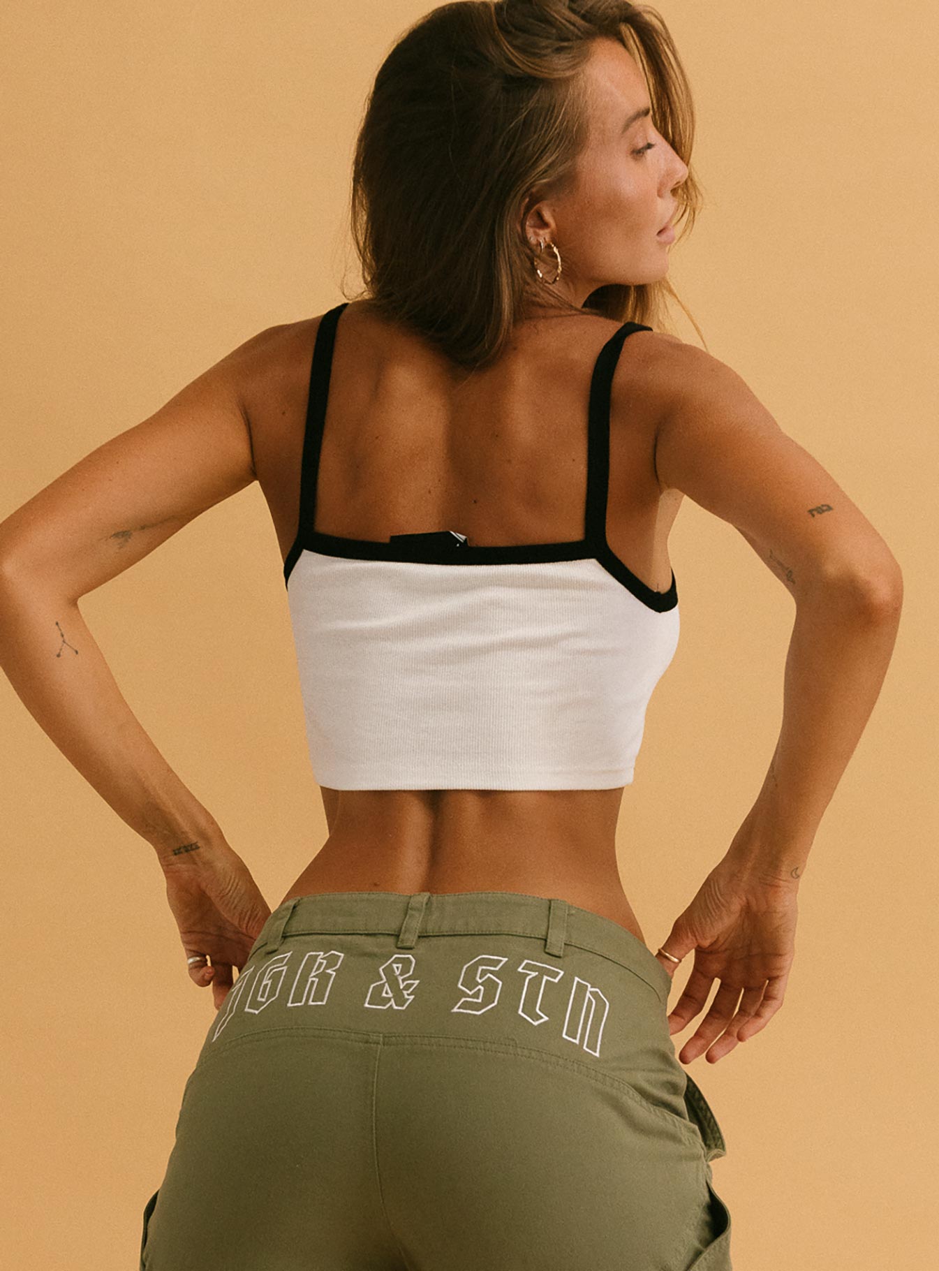 back view of model wearing Princess Polly Jagger & Stone Tank White 