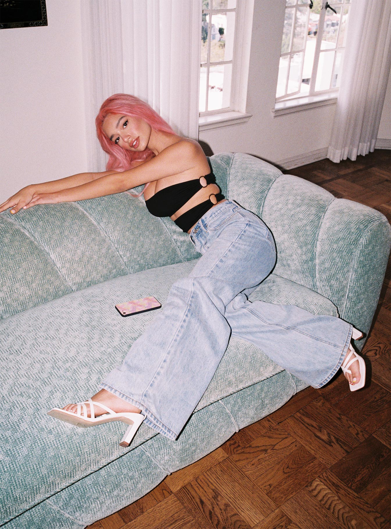 back view of model wearing Princess Polly Crazy In Love Bodysuit Black Sleeveless straight 